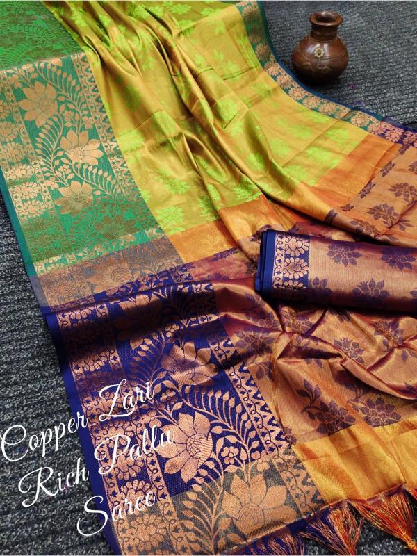 Aab Copper Lari Ocassional Silk Saree Collection
